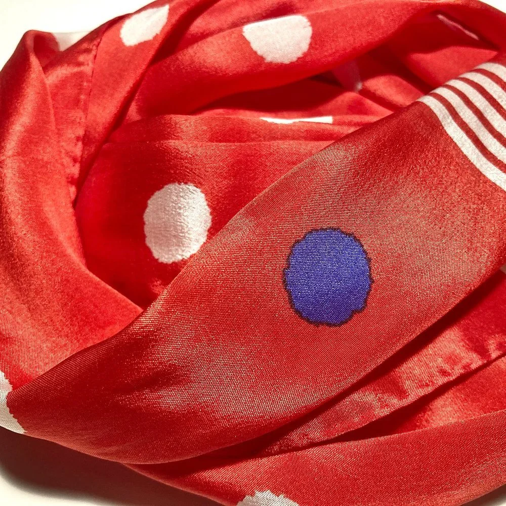 Vintage All-Silk Polka Dot Oblong Scarf